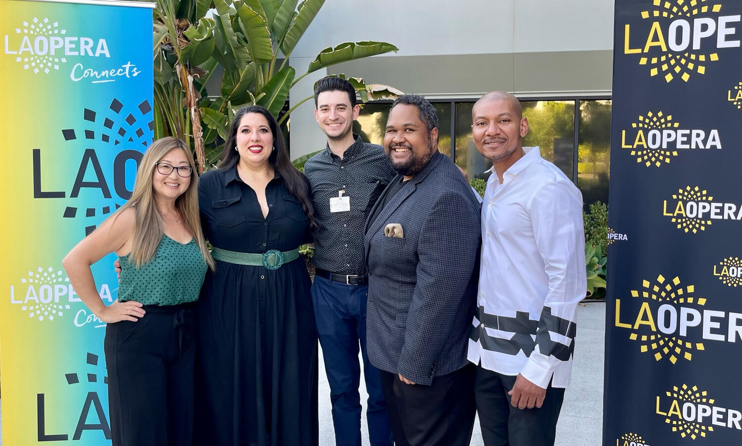 L to R: Hannah Yi (pianist), Nani Sinha (mezzo-soprano), Adam, Ashley Faatoalia (tenor), and Cedric Berry (bass-baritone)